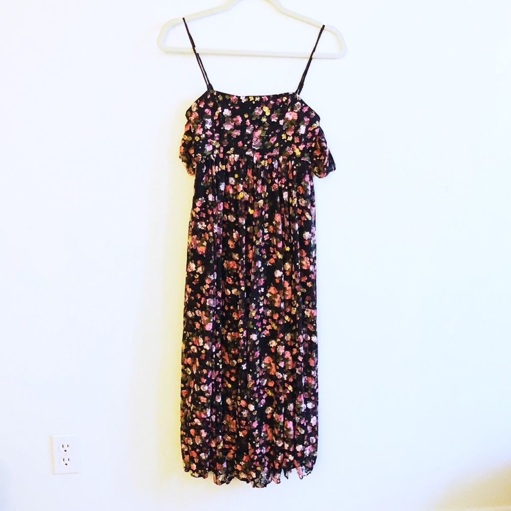 Black Floral Midi Dress
